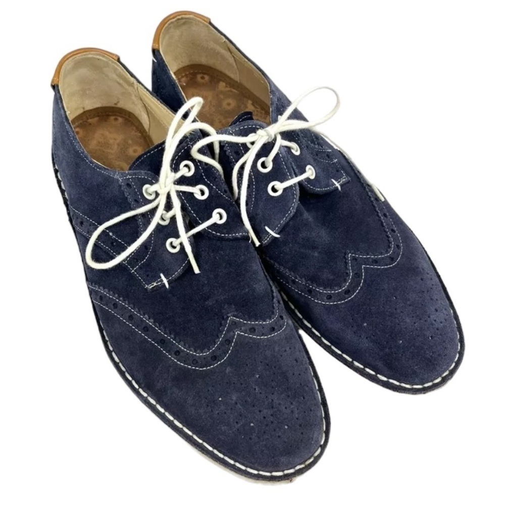 TED BAKER LONDON Men's US 8 Suede Leather Wingtip Oxford Derby Shoes Jamfro Blue - Picture 5 of 17